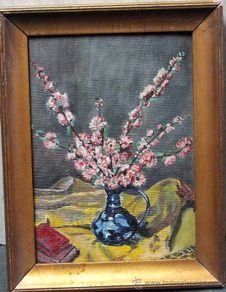 Art: 1954.- OLEO SOBRE TELA 12X17. ANONIMO. FLORES